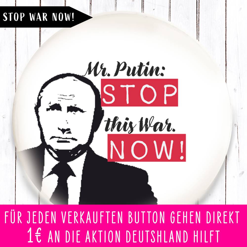 CHARITY Mr. Putin Stop War Now! Button Bild 1