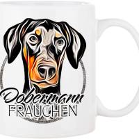 Hunde-Tasse DOBERMANN FRAUCHEN mit Hunderasse im Cartoon-Stil┊tolle Geschenkidee für Hundebesitzer Bild 1