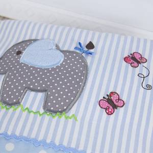 Spar-Set Babydecke und Namenskissen Elefant,Junge, zur Geburt oder Taufe, Elefant, blau, Kissen mit Namen,Krabbeldecke, Bild 5