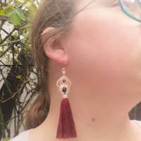 Makramee Quasten-Ohrringe mit Granat- und Rosegold-filled-Perlen Bild 7