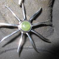 Sonnen-Anhänger 925er Silber mit Peridot, Unikat, Edelsteinanhänger, Kristallgrotte Bild 1