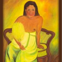 Kunst–Doppelkarte - „Südseeinsulanerin nach Paul Gauguin“ - bewusst ohne Textvorgabe - Design  Ulrike Kröll Bild 1