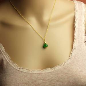 Kette Jade Edelstein Perle golden grün Bild 1