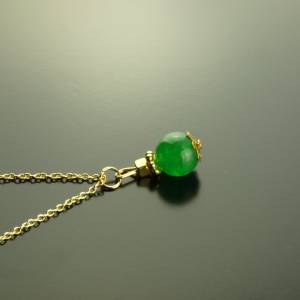 Kette Jade Edelstein Perle golden grün Bild 2