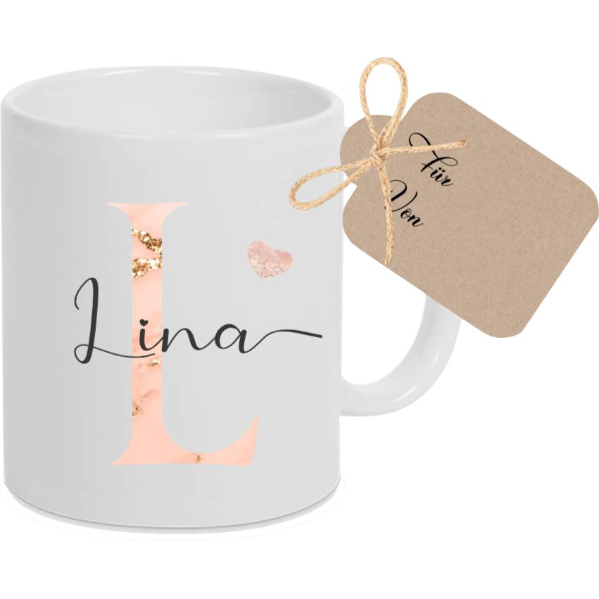 Tasse mit Namen u. Buchstaben aus Keramik, Geschenkidee für Frauen, Personalisiertes Geschenk für Sie Bild 1