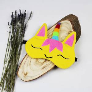 Schlafmaske, Schlafbrille einhorn gelb Regenbogen unicorn frauen kinder Reise-Zubehör Reise-Accessoire Spa-maske Augenbi Bild 8