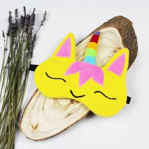 Schlafmaske, Schlafbrille einhorn gelb Regenbogen unicorn frauen kinder Reise-Zubehör Reise-Accessoire Spa-maske Augenbi Bild 9