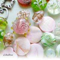 100g Perlenmischung,Glasperlen - Schmuckgestaltung,basteln,Wundertüte,rosa,grün Bild 3