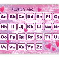 ABC Lernposter | Pastell Herzchen - pink Bild 1