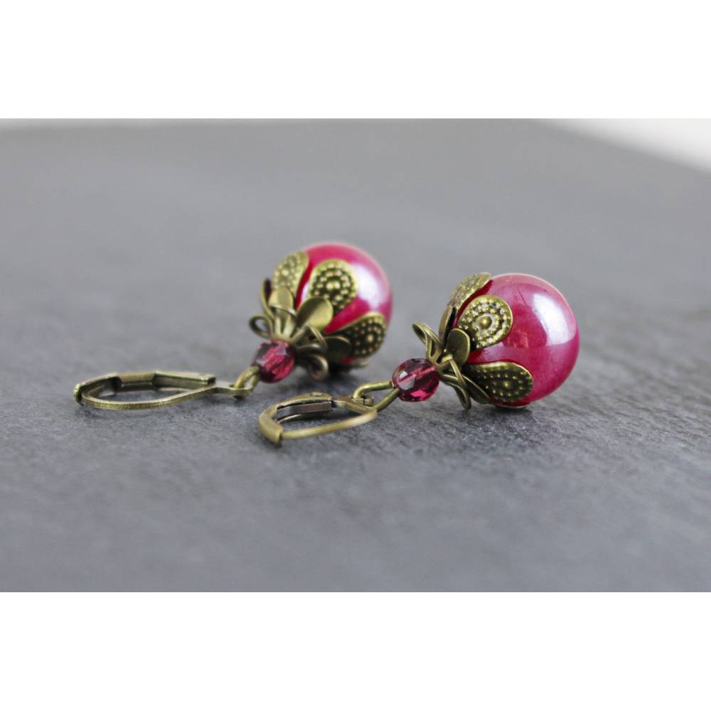 Ohrringe mit Perlen in fuchsia pink Bild 1
