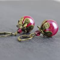 Ohrringe mit Perlen in fuchsia pink Bild 1