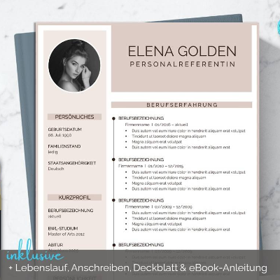 Pastell Bewerbungsvorlage deutsch | Lebenslauf Anschreiben Deckblatt | Word + Pages