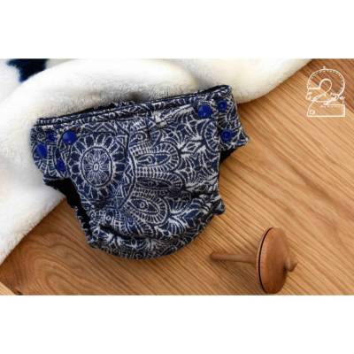 Abhaltewindel aus Wolle, Elsa blau/ dunkelblau