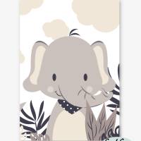 Kinderzimmerbilder / 3er Set / Giraffe, Nilpferd und Elefant im Dschungel/ mit oder ohne Namen/ A4 weiß beige Bild 7