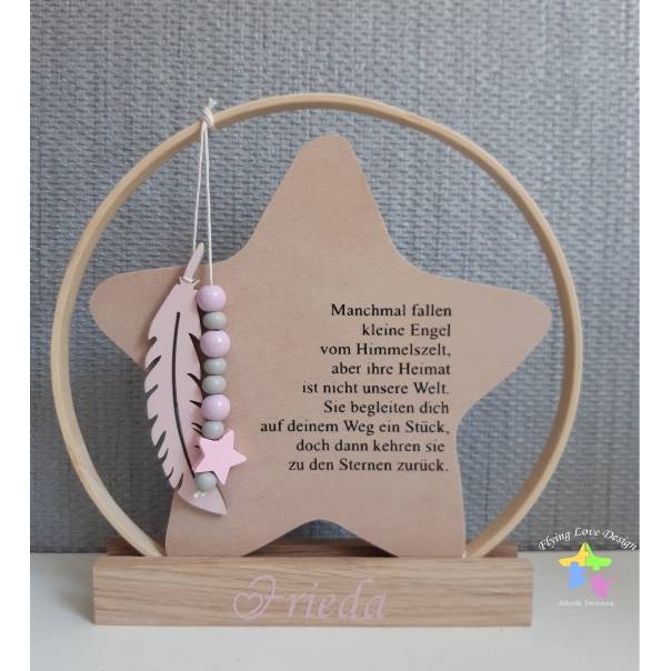 Geschenk für Sternenkind, Ring mit Stern mit Spruch und Namen,