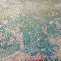 ABSTRAKTE ROSE II - kleines Rosenbild auf Leinwand 20cmx20cm mit Glitter im Shabby Look Bild 3