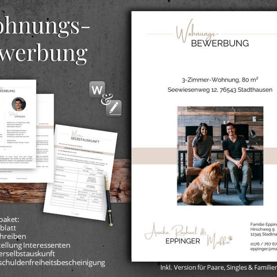 Wohnungsbewerbung | Paar, Single & Familie | Bewerbung Wohnung "Stuttgart"
