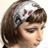 Nähfans aufgepasst! Wunderschönes Haarband aus Baumwollstoff mit Motiven rund um´s Nähen und Handarbeiten, free size Bild 1