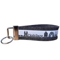 Schlüsselanhänger Schlüsselband Wollfilz anthrazit Heidelberg Skyline schwarz weiß Geschenk! Bild 1