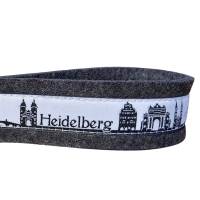 Schlüsselanhänger Schlüsselband Wollfilz anthrazit Heidelberg Skyline schwarz weiß Geschenk! Bild 2