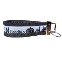 Schlüsselanhänger Schlüsselband Wollfilz anthrazit Heidelberg Skyline schwarz weiß Geschenk! Bild 3