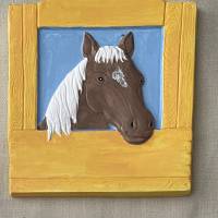 Türschild Pferd- 1 Relief zum selber malen mit Anhänger Bild 3