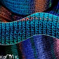 XXL- Schal  für SIE & IHN gestrickt Rippen- Muster traumhaft schöne Farbverläufe Länge 208 cm Lana Grossa Cinque Multi Bild 5