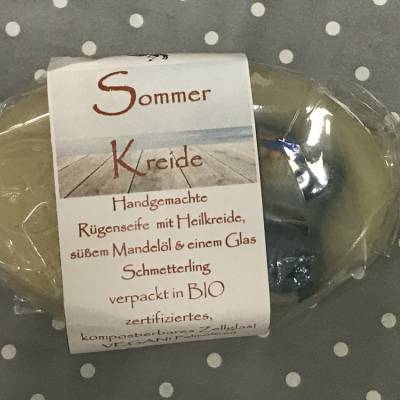 Rügener "Sommerkreide" mit Heilkreide und Mandelöl * 100 g Stück * Sassnitzer Manufaktur "Inselseifen"