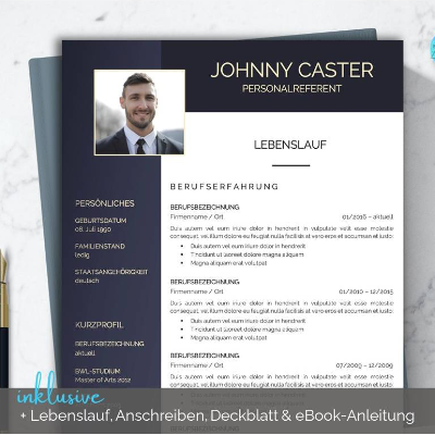 Professionelle Bewerbungsvorlage deutsch | Word & Pages | Vorlage Lebenslauf, Anschreiben, Deckblatt