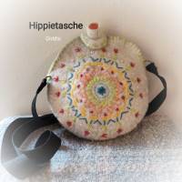 Hippietasche rund "Mandala"gefilzt & bestickt Bild 1