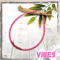 Surferkette aus Holz- und Jaspis Perlen im Boho Stil für Frauen, Kette pink Bild 10