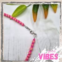 Surferkette aus Holz- und Jaspis Perlen im Boho Stil für Frauen, Kette pink Bild 5