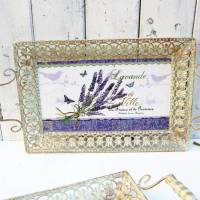 Deko Tablett Metall Lavendel 2 Größen, Floristikdeko Bild 2