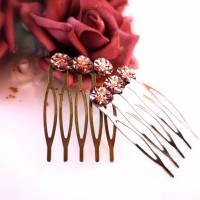 Haarkamm, silber oder bronze, rosa-schmimmernder Cabochon Bild 1