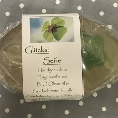 Rügener "Glücksseife" Seife mit einem GLÜCKSSTERN und Bio Olivenöl * 100 g Stück * Sassnitzer Manufaktur