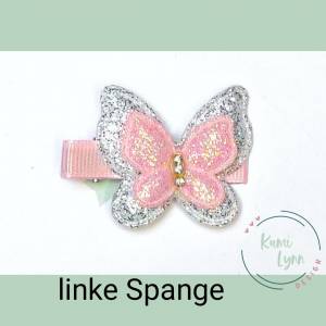 2er Set Alligator Haarspangen mit Schmetterling in rosa-grau Bild 2