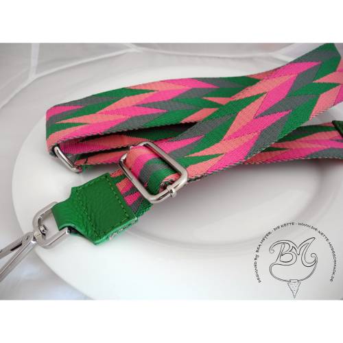 Schultergurt Taschentrageriemen grün rosa  für Taschen Handtaschen