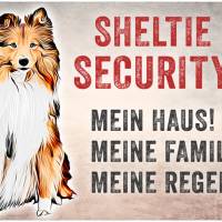 Hundeschild SHELTIE SECURITY, wetterbeständiges Warnschild Bild 1