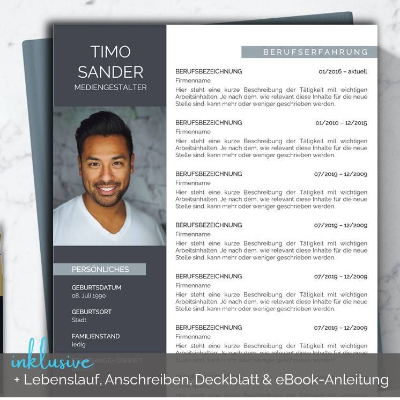 Bewerbungsvorlage deutsch | Lebenslauf Vorlage Bewerbung, Anschreiben, Deckblatt | Word und Pages