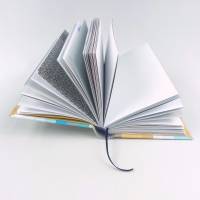 Notizbuch, 20,3 x 12 cm, upcycling Blätter aus zerschnittenen Briefumschlägen, 150 Blatt, handgefertigt Bild 5