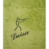 Besticktes personalisiertes Handtuch Frotteetuch mit Stickmotiv Sportschütze und Wunschnamen Geschenkideen Bild 1