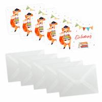 5 Einladungskarten zur Einschulung Fuchs inkl. 5 transparenten Briefumschlägen Einladung Junge Mädchen Bild 6