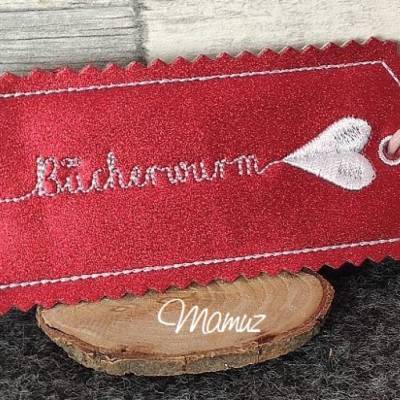 * Bücherwurm Lesezeichen ITH * Anhänger, Stickdatei 10 x 10
