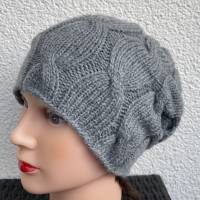 Mütze Strickmütze aus Wolle in grau von d_handmade_o Bild 1