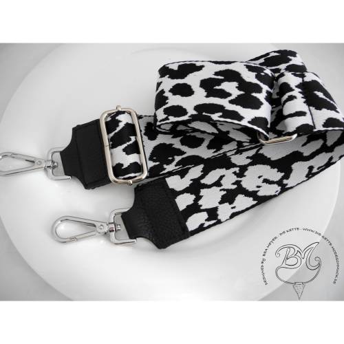 Schultergurt Taschentrageriemen Leo weiß schwarz für Taschen Handtaschen
