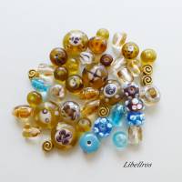 100g Perlenmischung,Glasperlen - Schmuckgestaltung,basteln,Wundertüte,braun,hellblau Bild 1