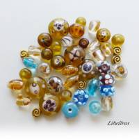 100g Perlenmischung,Glasperlen - Schmuckgestaltung,basteln,Wundertüte,braun,hellblau Bild 2
