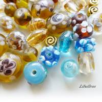 100g Perlenmischung,Glasperlen - Schmuckgestaltung,basteln,Wundertüte,braun,hellblau Bild 3