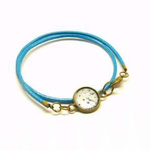 Wickelarmband nach Wahl Leder Cabochon Retro blau Armband Bild 8