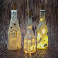 Schöne Dekoflasche, Leuchtflasche, Flaschenlicht "IN WEISS" Bild 2